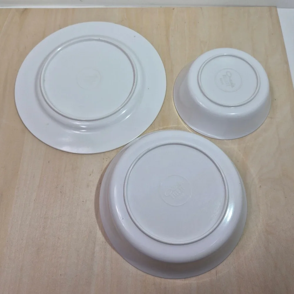 Vintage‎ Oneida Deluxe Melamine Bunny Rabbit 3 Piece Kids Dish Set White 3243